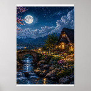 Impression sur toile de Cottage Enchanté au Clair 