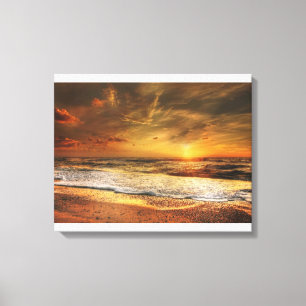 Impression sur toile de coucher de soleil sur l'oc