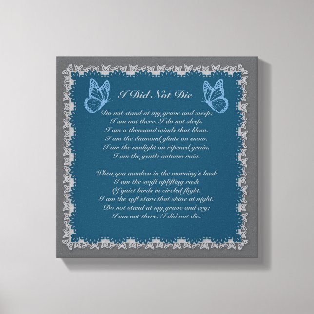 Impression sur toile de deuil Je n'ai pas péri (Recto)