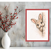 Impression sur toile de lapin mignon qui regarde -