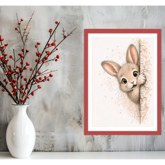 Impression sur toile de lapin mignon qui regarde -