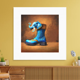 Impression sur toile de l'éléphant botté Steampunk