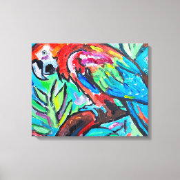 Impression sur toile de perroquet Ara écarlate vib