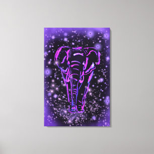 Impression sur toile d'éléphant Violet Rose Nuit é