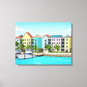 Impression sur toile des maisons colorées des Baha
