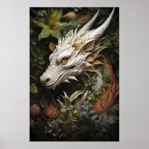 Impression sur toile Dragon Floral, Dark Academia 
