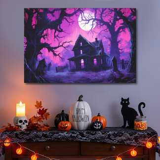 Impression sur toile d'un manoir hanté pour Hallow