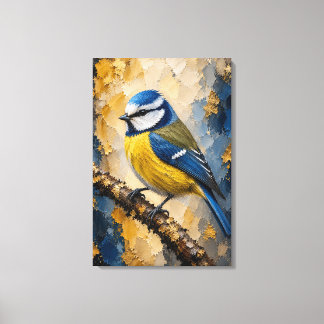 Impression sur toile en impasto de luxe Mésange bl