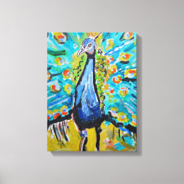 Impression sur toile expressionniste de paon sarce