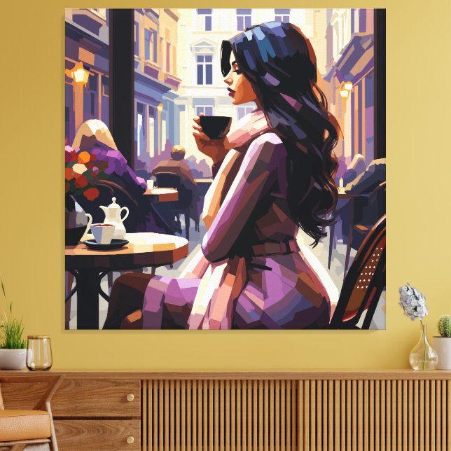 Impression sur toile Femme de Café Boho (Insitu(Salon))
