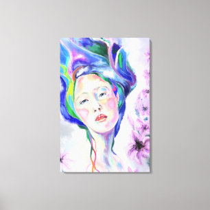 Impression sur toile Femme et Lys - Peinture