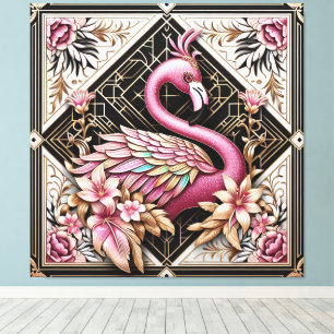Impression sur toile flamant rose Art déco