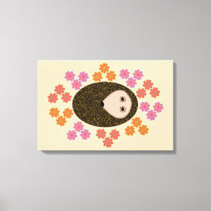 Impression sur toile Hérisson endormi et fleurs