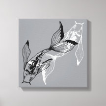 Impression sur toile minimaliste Yin Yang Poisson