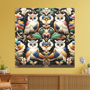 Impression sur toile Owls Rainbow Art déco