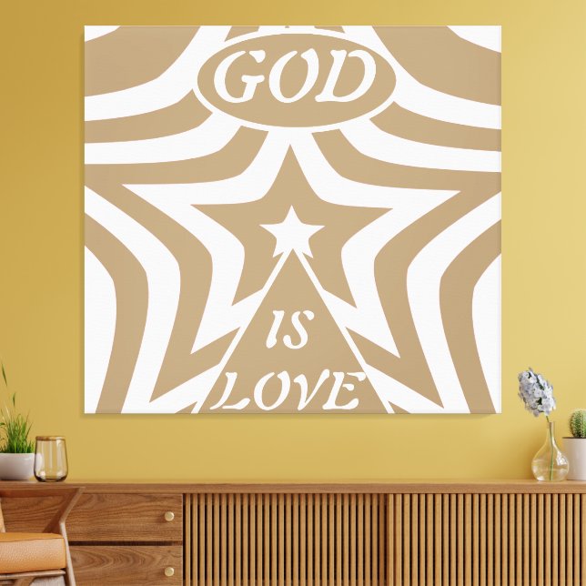 Impression sur toile Taupe Star : "Dieu est amour" (Insitu(Salon))