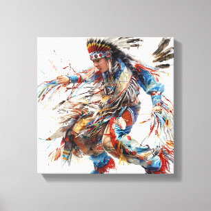 Impression sur toile tendue de danseur amérindien