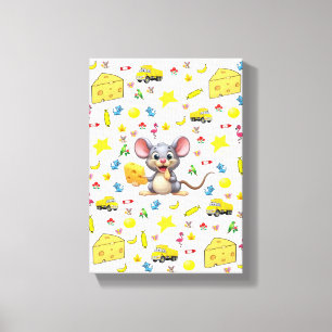 Impression sur toile tendue Souris Fromage Chat Ét