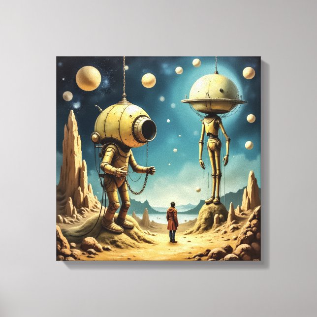 Impression sur toile (Voyageur Temporel et Robots) (Recto)