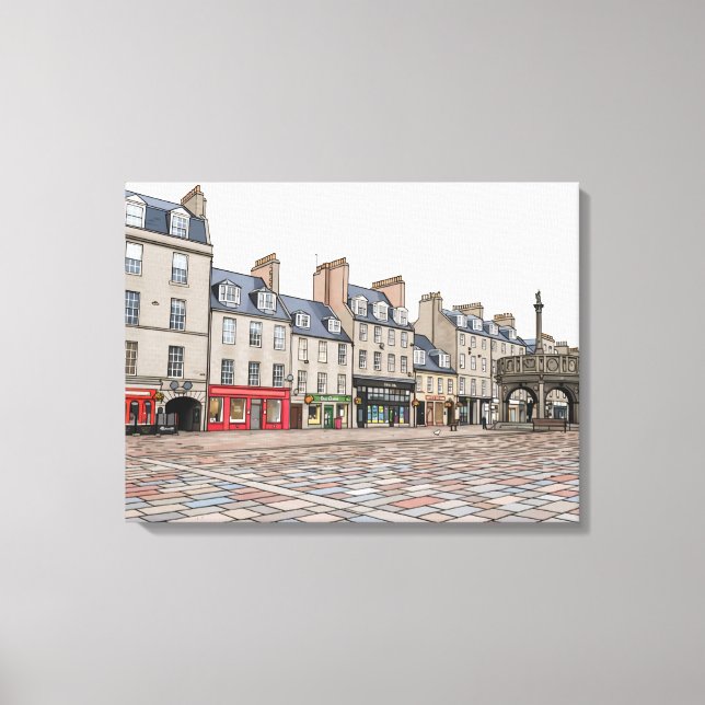impression sur toile vue de Castlegate d'Aberdeen (Recto)