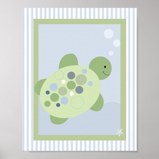 IMPRESSION TORTUE DE MER 8x10 POUR CHAMBRE DE BÉBÉ (Devant)