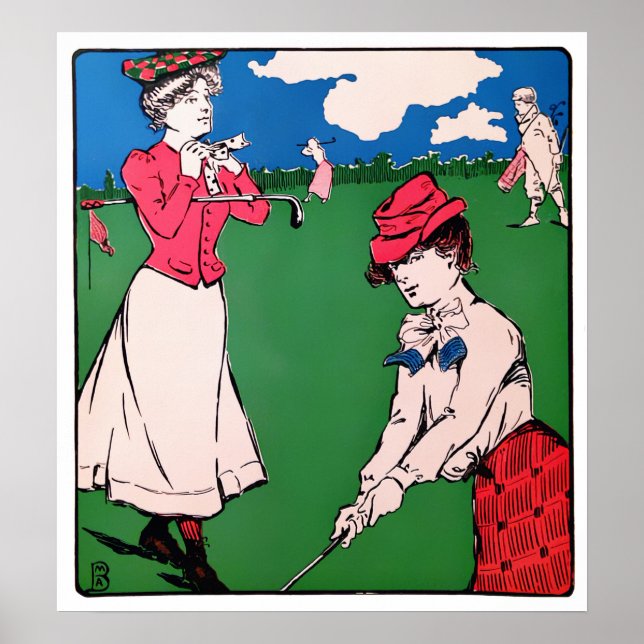 Impression vintage de 1901 Woman Golfer (Devant)