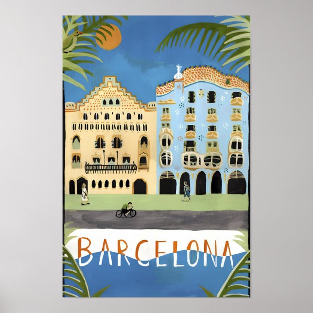 Impression vintage de Barcelone (Devant)