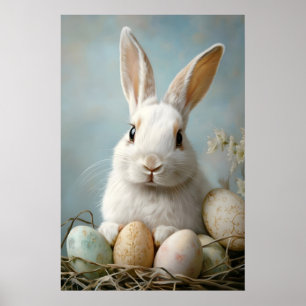 Impression vintage de lapin de Pâques, cadeau de n