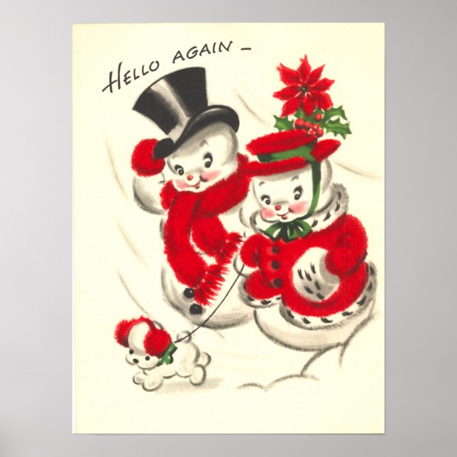 Impression vintage Snowman Couple (Devant)