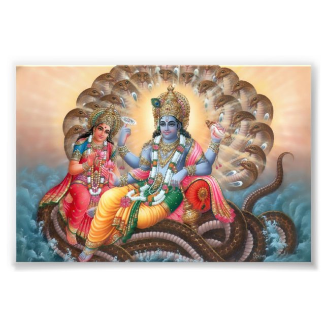 Impression Vishnu & Lakshmi (6 po x 4 po) (Devant)
