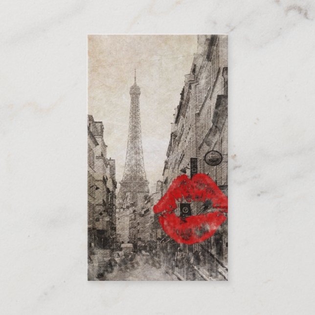 impressionism autumn landscape paris eiffel tower business card (Front)