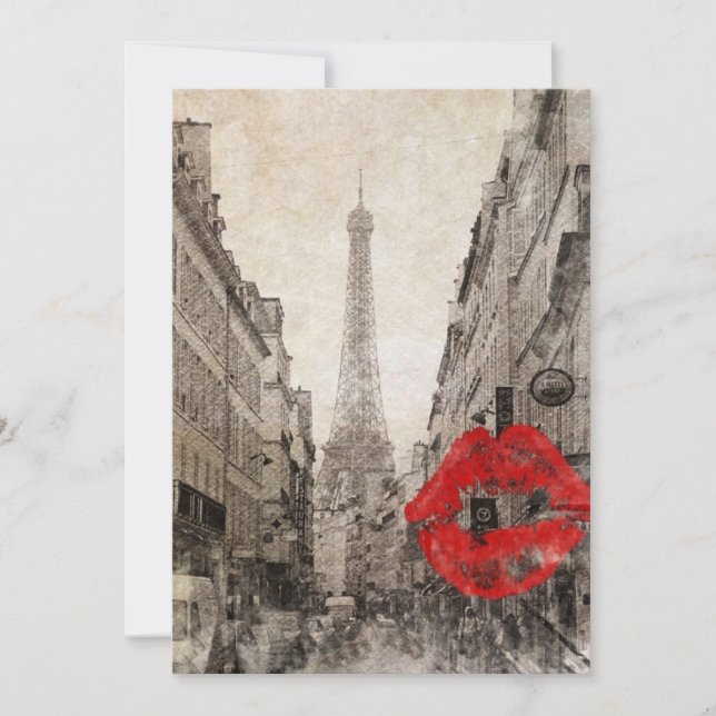 impressionism autumn landscape paris eiffel tower invitation (Front)