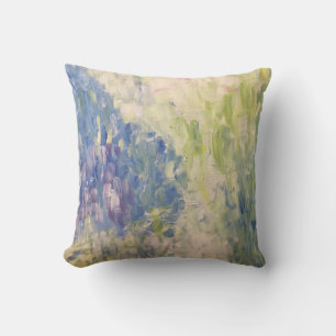 Impressionism Brush Stroke Water Lily Pond Pillow