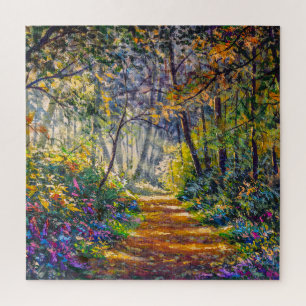 Impressionism Path: Sunny Forest Watercolor Jigsaw Puzzle