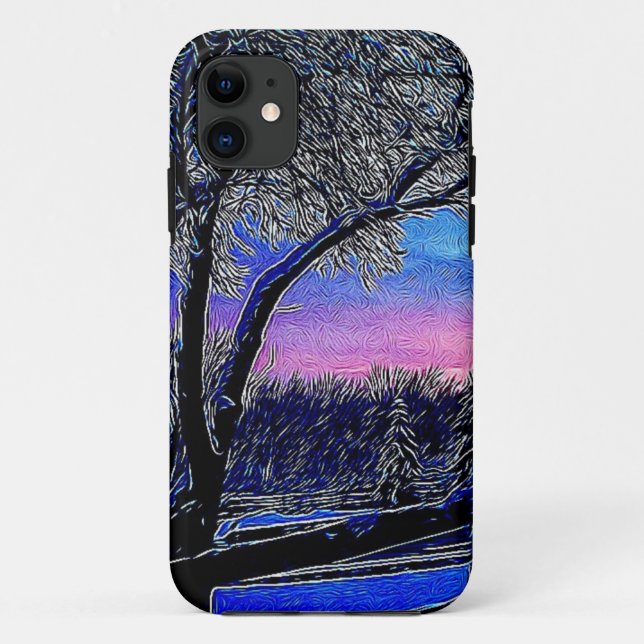 impressionism sunrise landscape winter trees Case-Mate iPhone case (Back)