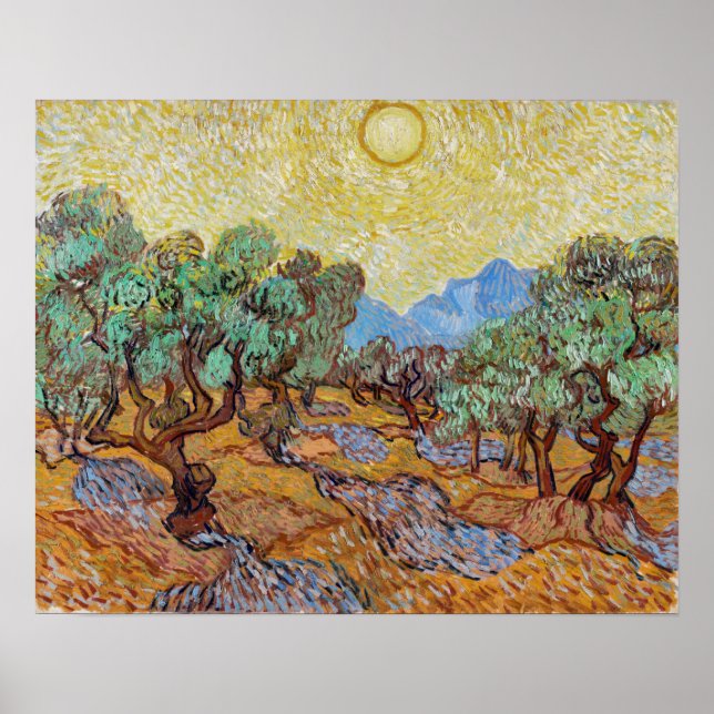 Impressionism Vincent Van Gogh Olive Trees Famous  Poster (Front)