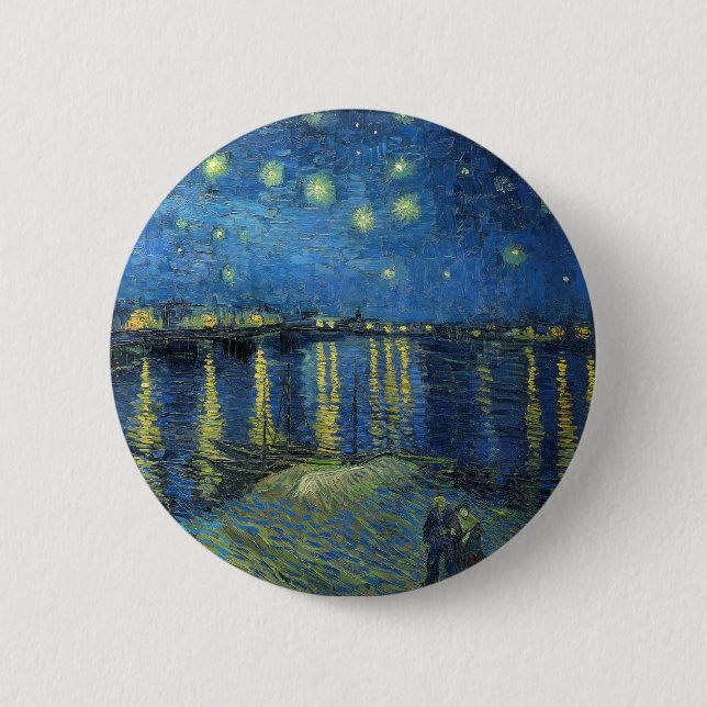 Impressionism Vincent Van Gogh Starry Starry Night 2 Inch Round Button (Front)