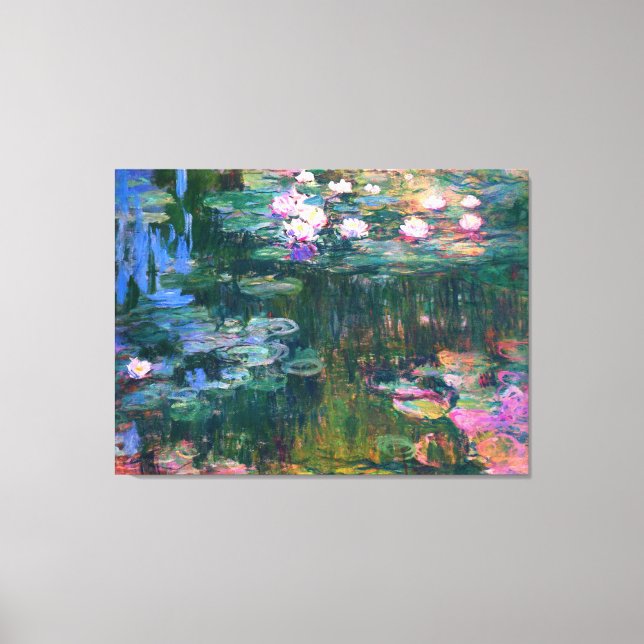 Impressionism Water Lilies Flower Painting Canvas Print (Front)