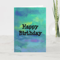 Impressionist Abstract in Green and Blue Birthday