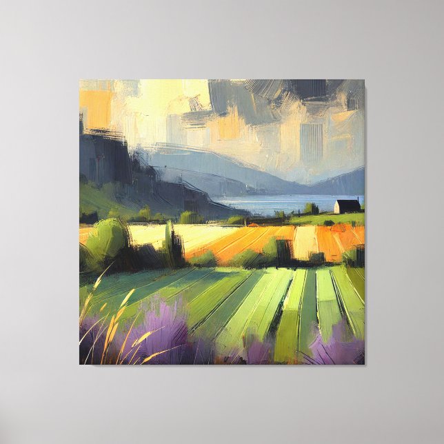 Impressionist Abstract Landscape Storm Orange  Canvas Print (Front)