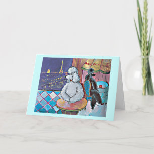 Impressionist Art Poodles Paris Cafe Card