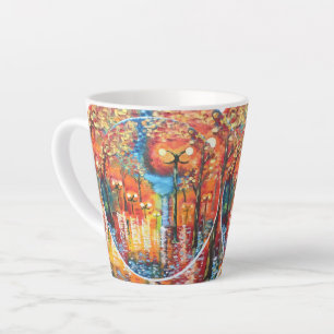 Impressionist Autumn Park Night Oil Pastel Artwork Latte Mug