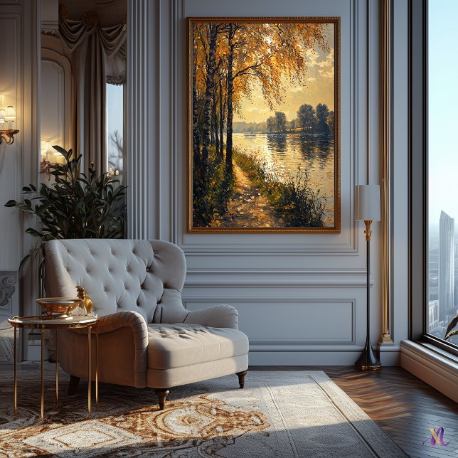 Impressionist Autumn River Landscape Golden Light Poster (Creator Uploaded)