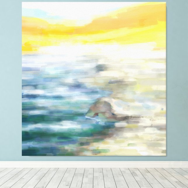 Impressionist Beach Landscape Canvas Print (Insitu(Wood Floor))