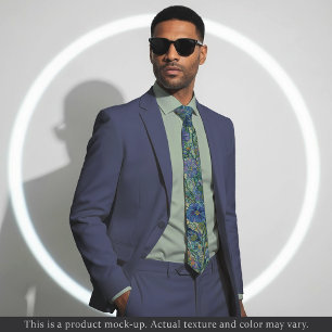 Impressionist Blue Floral Necktie