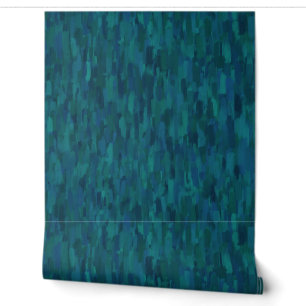 Impressionist Brush Strokes, Navy, Teal, Blue Wallpaper
