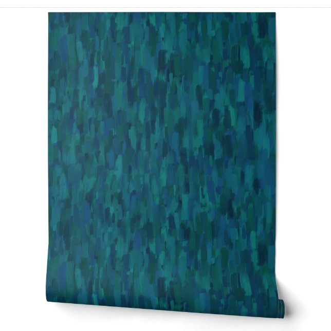 Impressionist Brush Strokes, Navy, Teal, Blue Wallpaper (Unrolling)