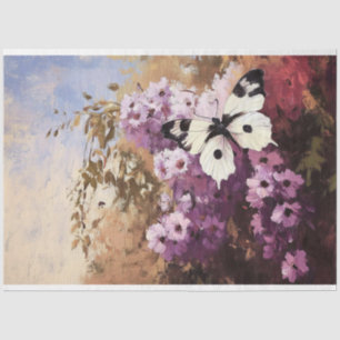 Impressionist Butterfly Garden Painting Decoupage Tissue Paper