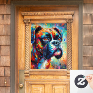 Impressionist Colorful Pop Art Boxer Dog Painting  Window Cling