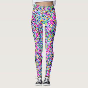 Impressionist Colourful Dots Watercolor Pattern  Leggings